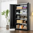 thumbnail image 2 of SUNCROWN Metal Storage Cabinets with Lock, 72" Locking Garage Cabinet with 2 Door and 4 Adjustable Shelves, Locking Tool Cabinets for Office,Home,Garage,Gym,School (Black), 2 of 9