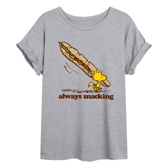 Peanuts - Always Snacking - Juniors Ideal Flowy Muscle T-Shirt