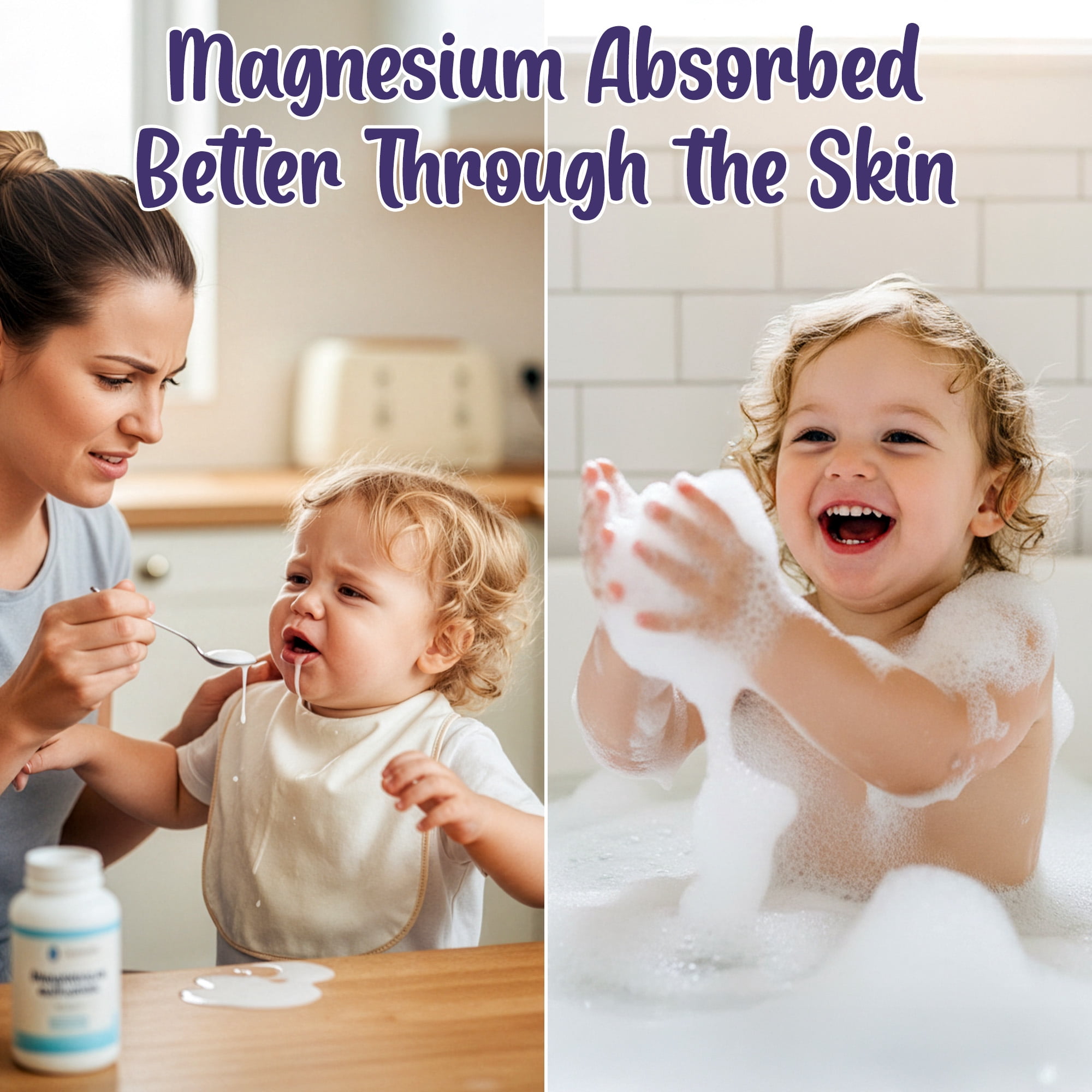 Aromasong Kids Magnesium Bath Flakes, Pure Dead Sea Salt Soothing Bedtime Soak, 3 lb