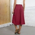 thumbnail image 3 of Flowy Skirt Midi Length Elastic High Waist A-Line Skirt with Pockets, Summer Solid Color Drawstring Side Pocket Casual Loose Skirt, Limited Time Off, 3 of 5