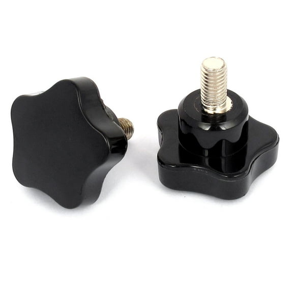 Uxcell 40mm Star Head M8x15mm Male Thread Screw on Clamping Knob Grip Black (2-pack)