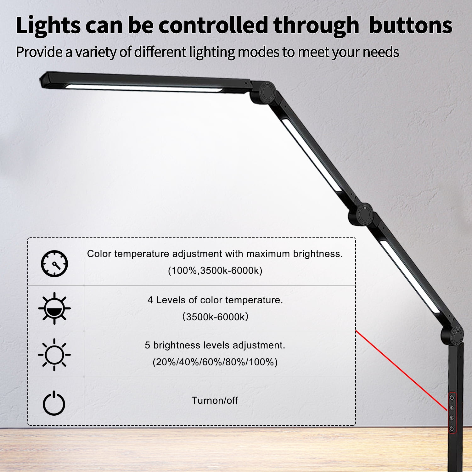 LED Desk Lamp with Clamp & Flexible Arm - 3 Light Sources, 4 Color Modes & 5 Brightness Levels, Eye-Caring Table Light with Memory Function