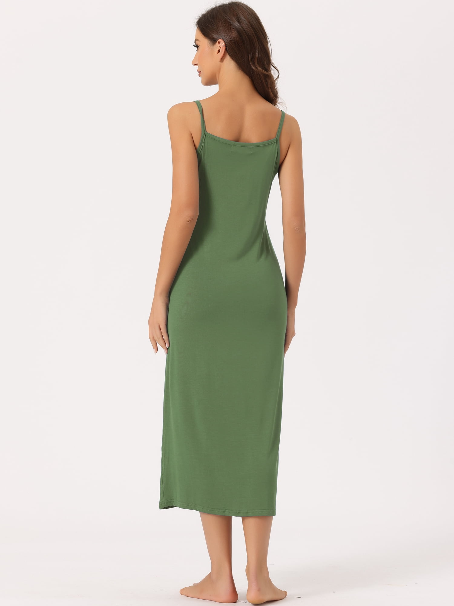 DARING DIVA Women's Spaghetti Strap Full Slip Midi Under Dress 2XL Army Green