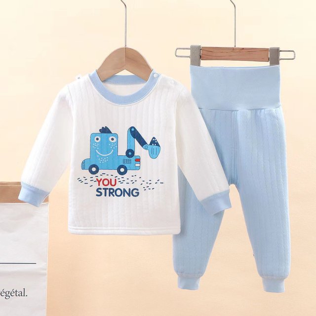 Ropa interior térmica para niños otoño e invierno cárdigan grueso de tres capas ropa de otoño pantalones largos acolchados