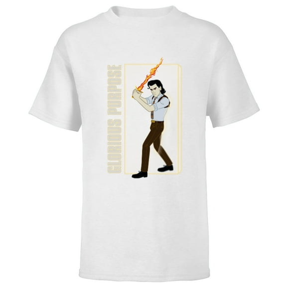 Marvel Loki Glorious Purpose Flaming Sword - Short Sleeve T-Shirt for Kids – Customized-White