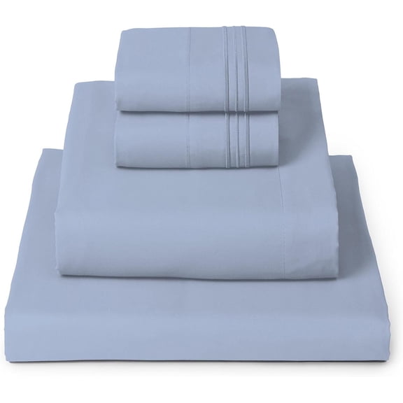 4-Piece Ultra Soft Microfiber Sheet Set Queen Sky Blue