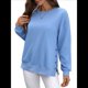 thumbnail image 1 of Sudadera Informal de Cuello Redondo para Mujer, Holgada, Suave y de Larga. Azul XXL, 1 of 10