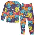 thumbnail image 2 of Dailycode Cotton Pajama Set Snug Fit Long Sleeve Top and Pants for 18M-8Y Happy Cats Faces, 2 of 7