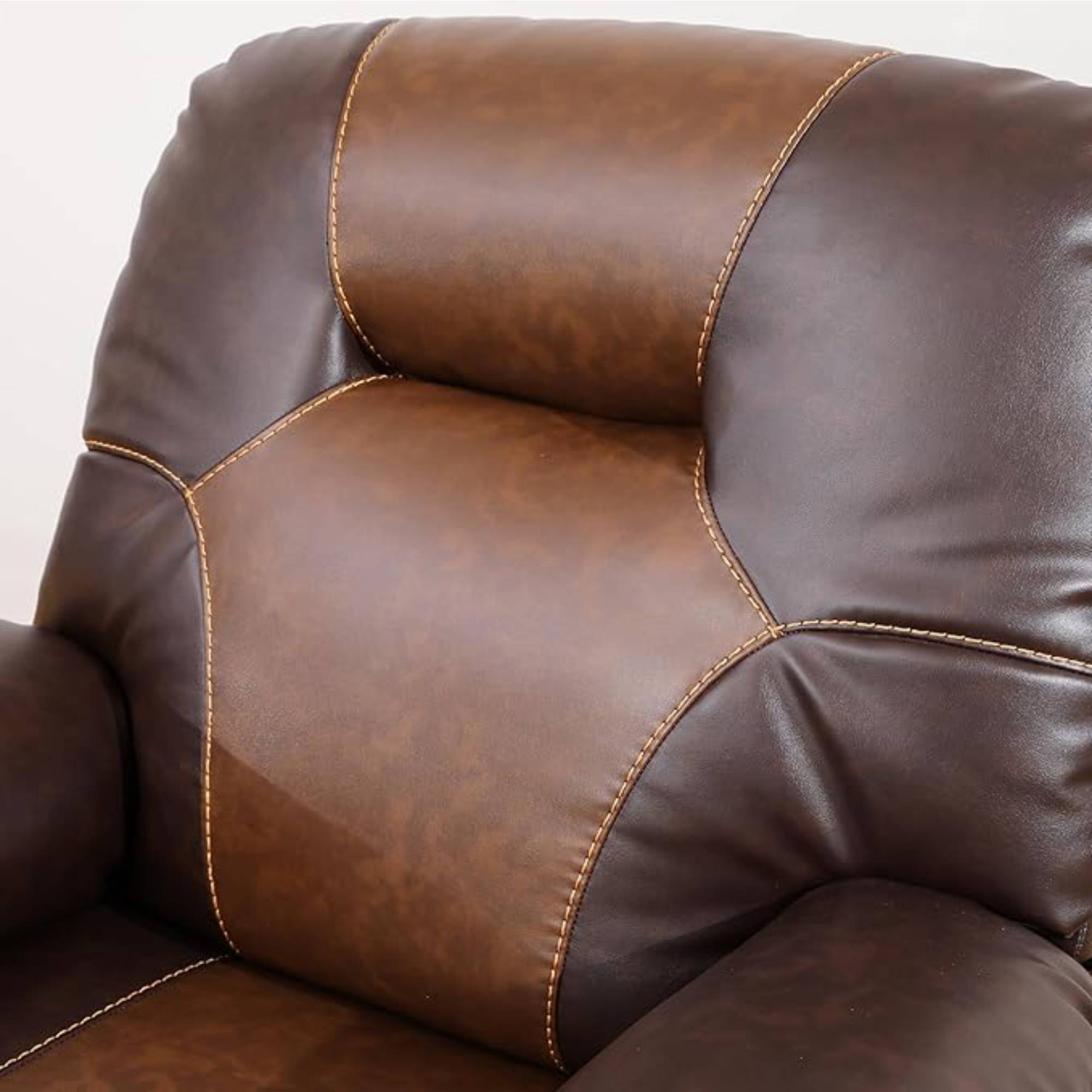 Leather Recliner Chair, Manual Reclining Chair Single Sofa Chair for Living Room,Bedroom, Brown