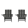 thumbnail image 2 of BizChair Adirondack Chair with Cup Holder, Weather Resistant HDPE Adirondack Chair in Black, Set of 2, 2 of 12