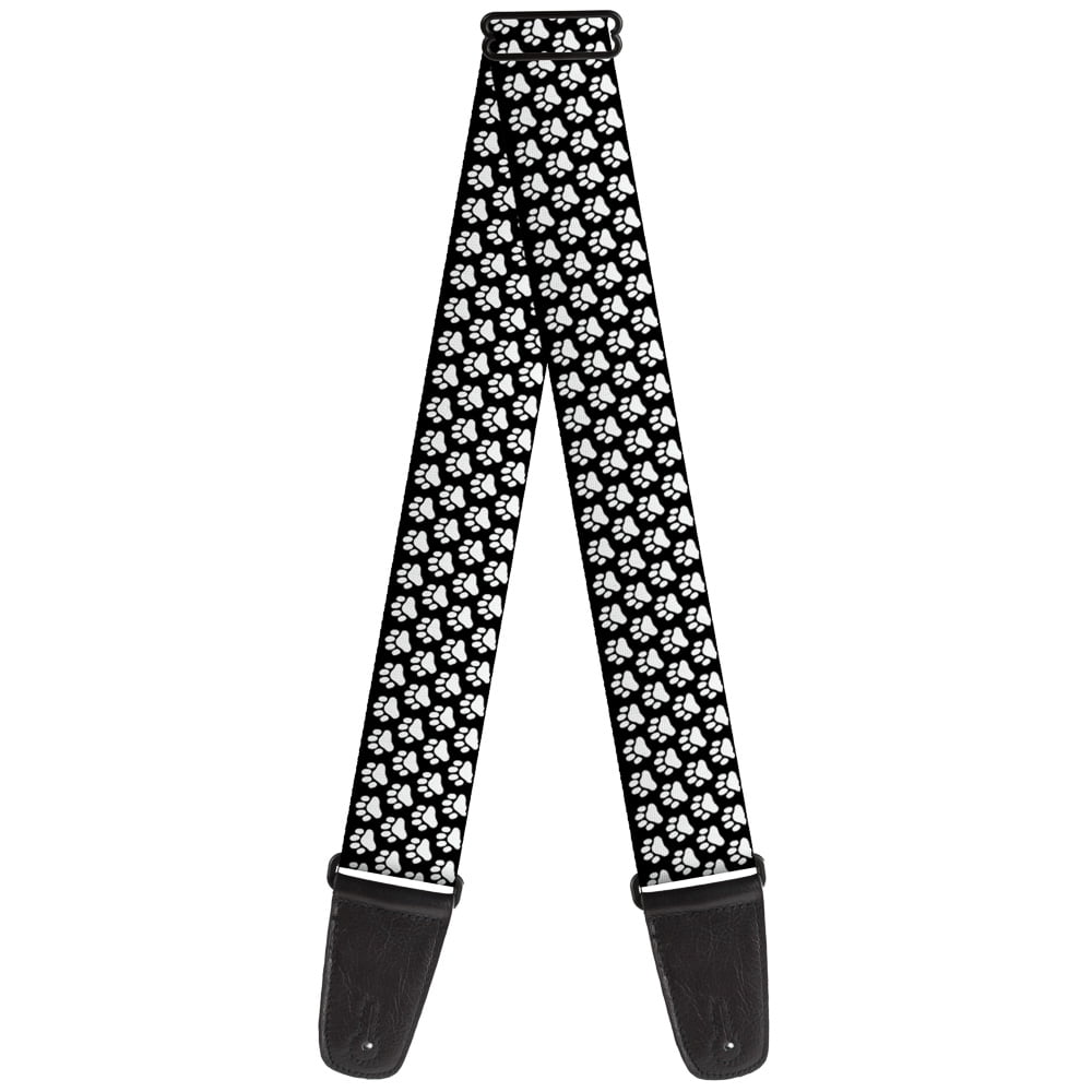 Buckle-Down Guitar Strap, Paw Print Black White, 2 Inches Wide