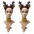thumbnail image 2 of Diadema de reno, diadema de cuerno de ciervo marrón, diadema de ciervo con plumas, diadema para fiesta de Navidad, accesorios para el cabello para mujeres y niñas, peinado, 2 of 3