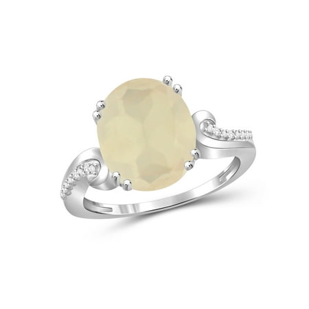 Peach Moonstone Ring - JewelersClub 4-1/4 Carat T.G.W. Moonstone and White Diamond Accent Sterling Silver Ring