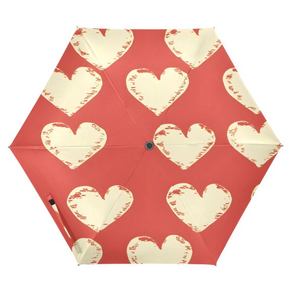 ALAZA Love Valentine's Heart UPF 50+ Compact Folding Umbrella for Rain Travel Umbrella Packable