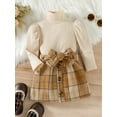 thumbnail image 3 of Bagilaanoe 2Pcs Toddler Baby Girls Fall Casual Outfits Long Sleeve Ribbed Tops + Plaid Skirt with Belt 12M 18M 24M 3T 4T 5T Kids Skirt Set, 3 of 9