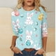 thumbnail image 2 of Tops de Cuello Redondo para las Mujeres Blusas Casuales 3/4 Manga Estampado de Carnaval Camiseta de Moda de Verano, 2 of 7