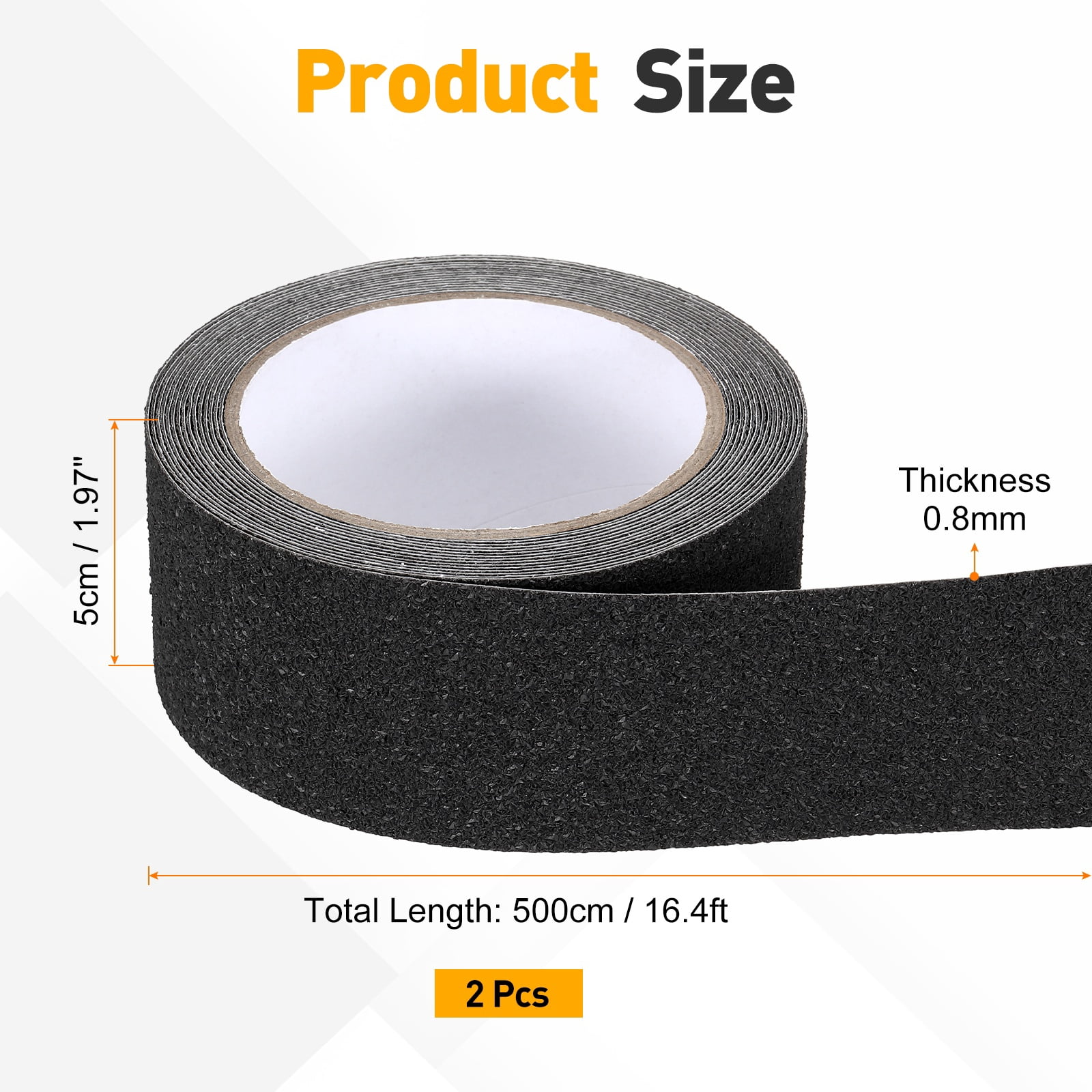 Uxcell 2 Pack Rubber Grip Tape, 2 in x 16 ft Non-Slip Tape with Texture Waterproof Adhesive Non-Abrasive Grip Tapes for DIY Tools, Indoor & Outdoor Stair Steps, Ramp, Gray