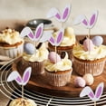 thumbnail image 6 of SIYTUAU Glitter Easter Bunny Ears Cake Toppers Party Flags Decoration For Cupcake Set Of 12 Hot Pink Paper, 6 of 7