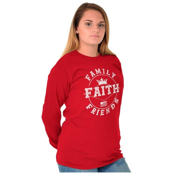 Christian Family Faith Friends Flag Long Sleeve TShirt Men Women Brisco Brands S