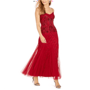 Adrianna Papell Beaded Gown - Cranberry Red Size 4