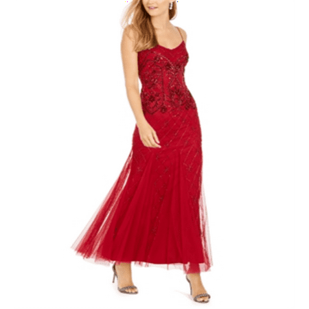 Adrianna Papell Beaded Gown - Cranberry Red Size 4