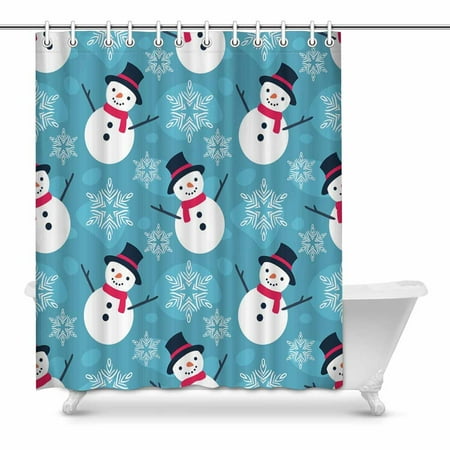 Pop Christmas Snowman Bathroom Decor Shower Curtain Set 60x72 Inch