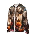 thumbnail image 3 of Goofa Realistic Flower Cow Printed Women's UPF 50+ Sun Protection Hoodie Jacket Lightweight Long Sleeve Sun Shirt for Women with Pocket Hiking Outdoor-3X-Large, 3 of 9