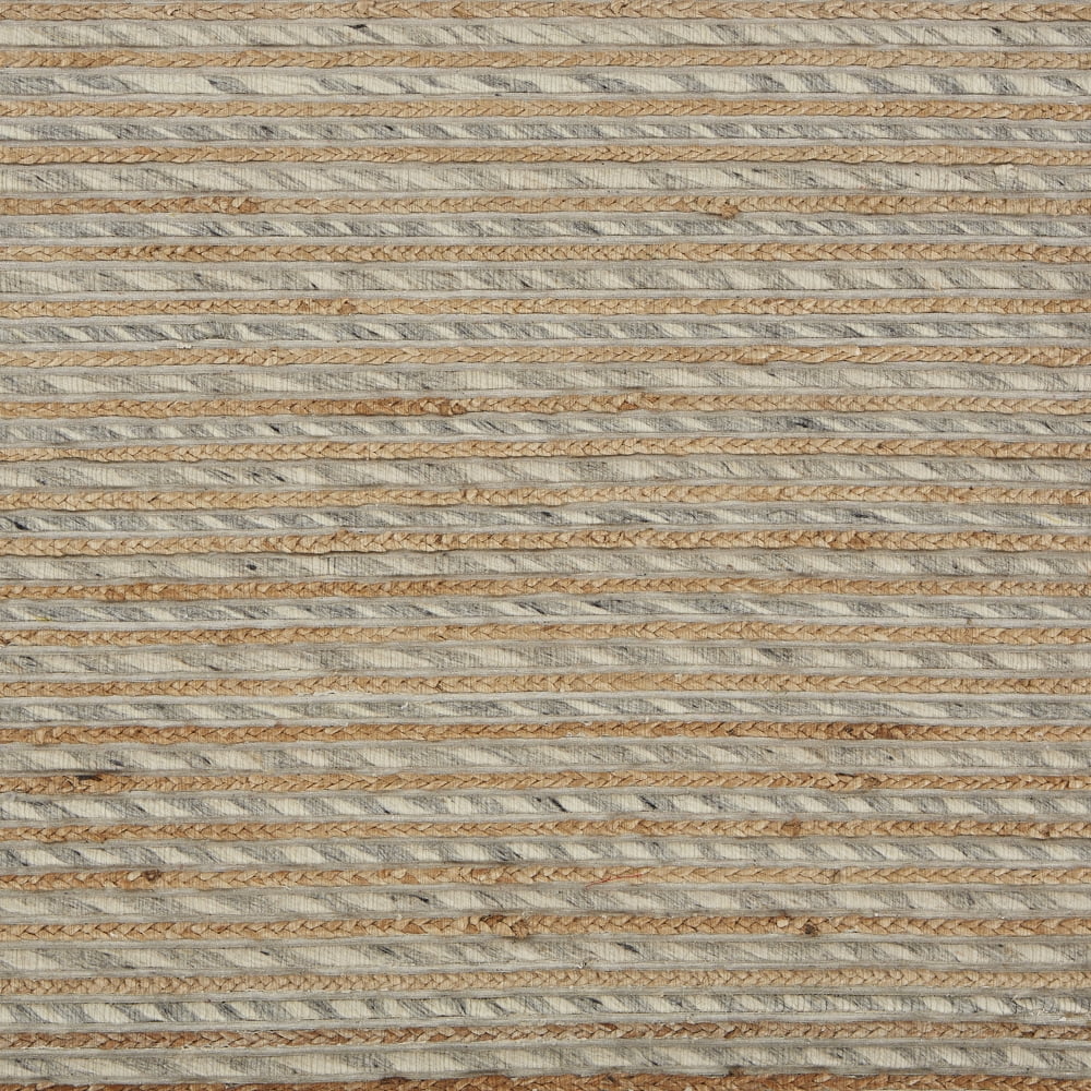 Ox Bay Topanga Braided Jute Silver 5 Feet x 7 Feet 9 Inches Striped Area Rug