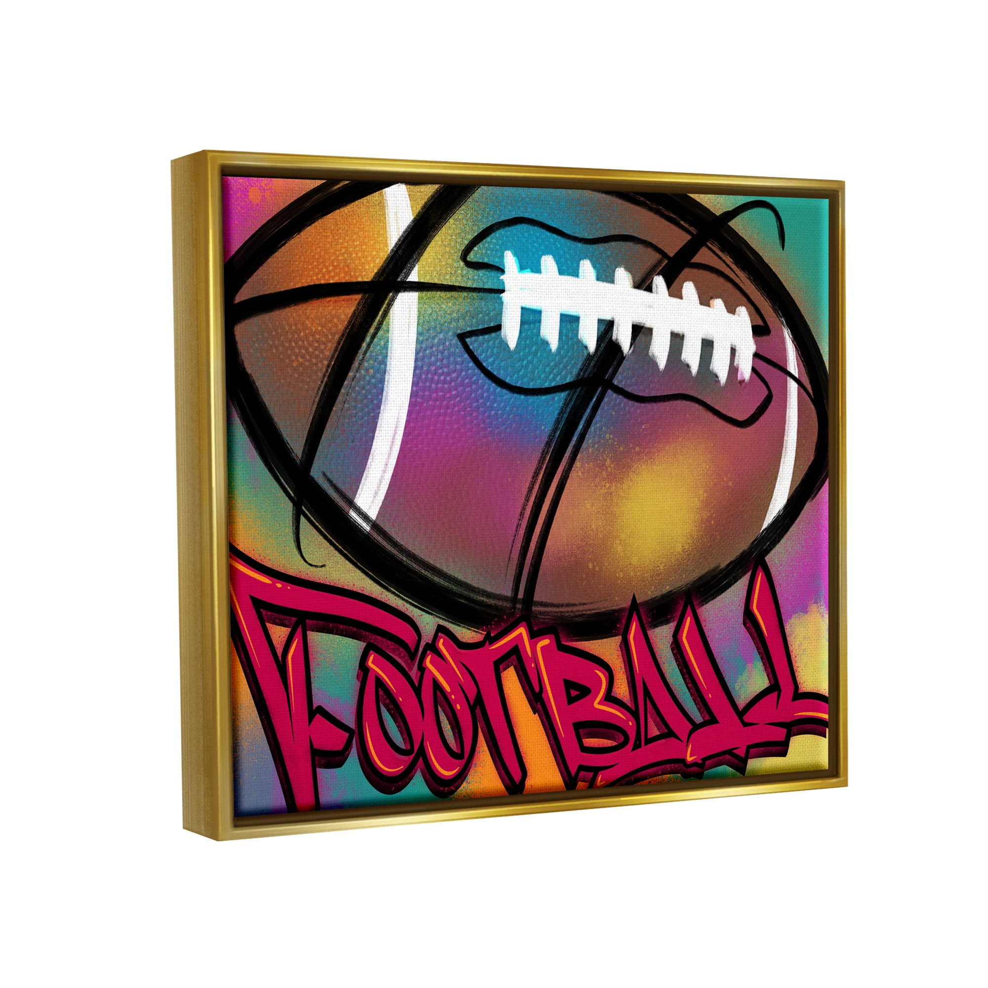 Stupell Industries Urban Sports Football Abstract Painting Gold Floater Framed Canvas Art Print Wall Art, 21 x 17