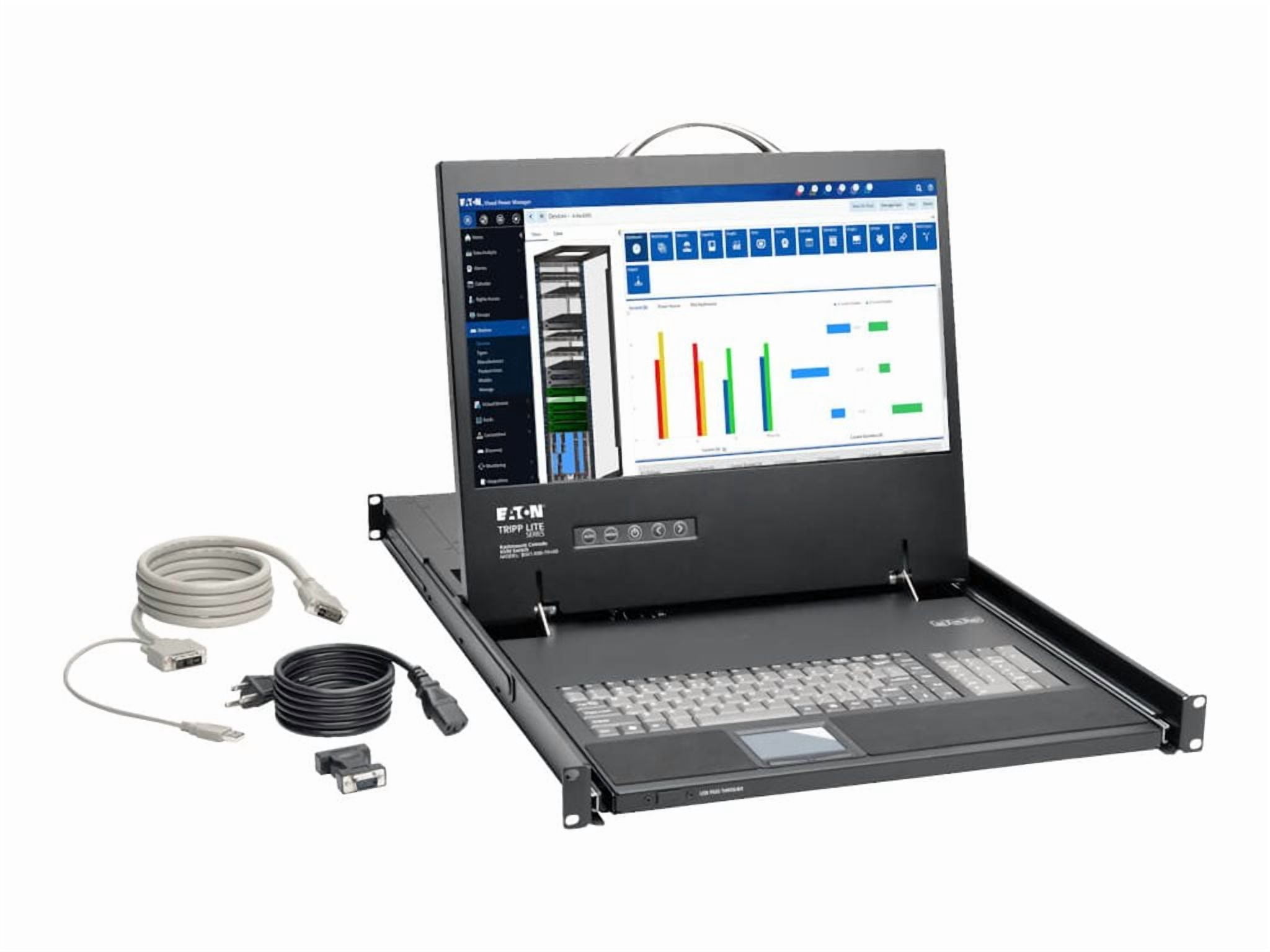 Tripp Lite by Eaton Rack Console KVM w/ 19" LCD, DVI or VGA Adapter 1U - 1 Computer(s) - 19" LCD - 1366 x 768 - 1 x USB - 1 x DVI"