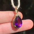 thumbnail image 2 of Lakshya Jewel LLC 3CT Pear Cut Purple CZ Women's Solitaire Pendant 14K Yellow Gold Finish, 2 of 3
