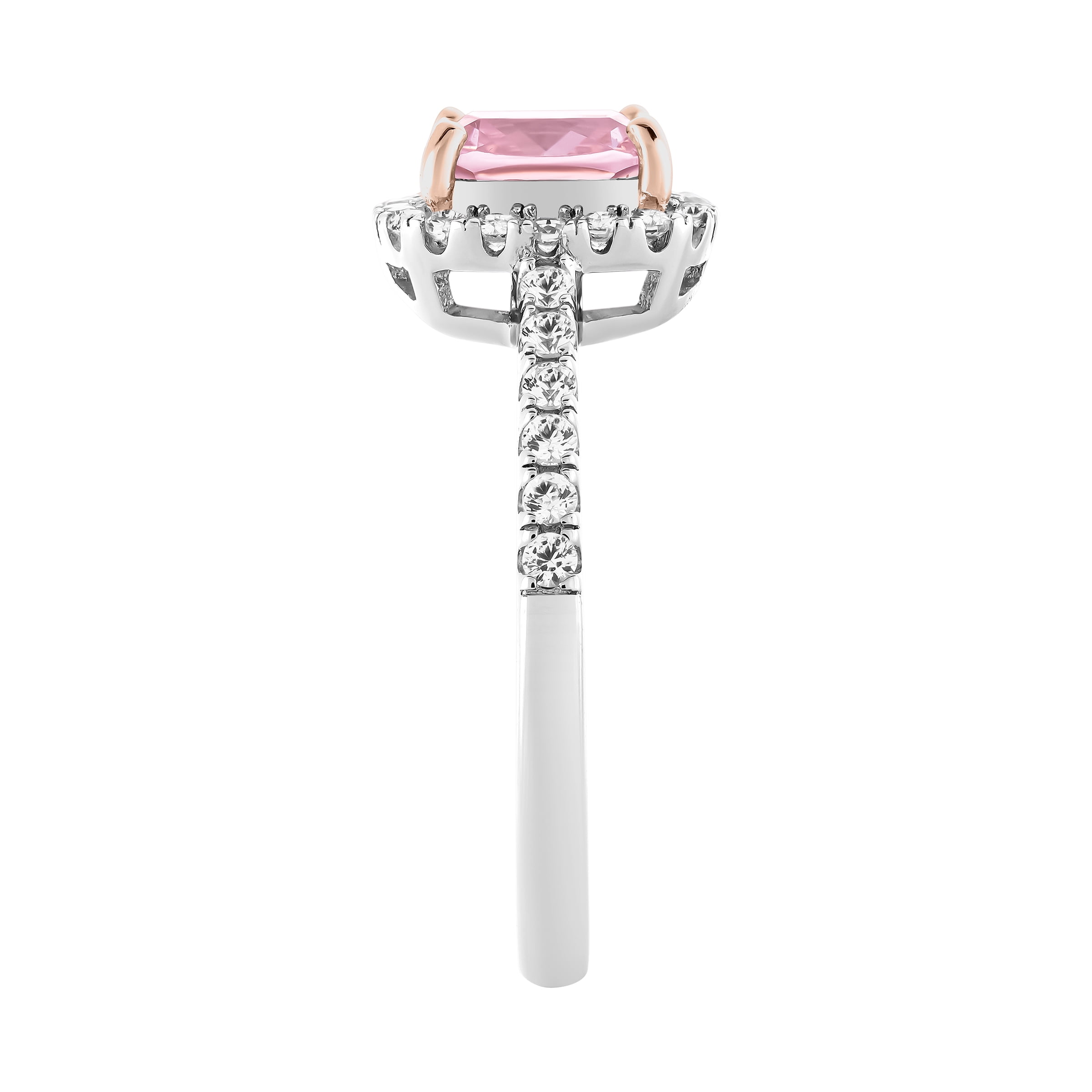 Keepsake Sterling Silver Simulated Pink Diamond and Created White Sapphire Ring with 14K Rose Gold Plated Accent