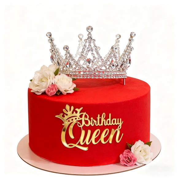 Adorno para tartas REMAX Happy Birthday Queen en acrílico dorado