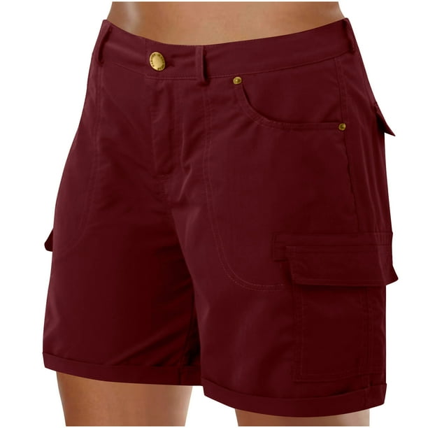 Karight Women's Cargo Shorts Summer High Waisted Casual Trendy Hiking Short, Womens Cargo Shorts with Pockets