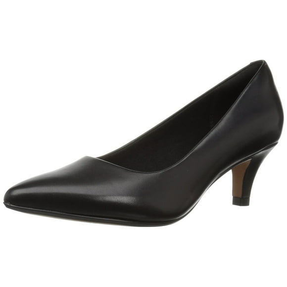 CLARKS Women's Linvale Jerica Pump, Black Leather, 065 W US