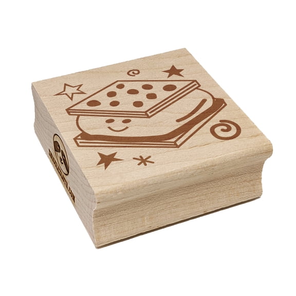 Happy Smores Campfire Camping Square Rubber Stamp Stamping Scrapbooking Crafting - Large 2.75in