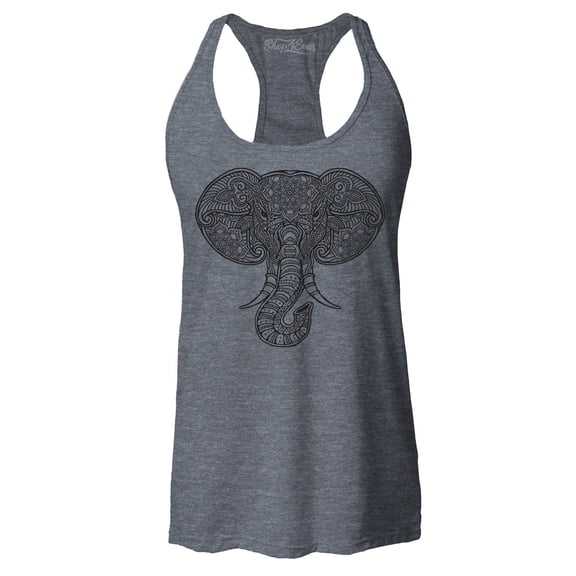 Shop4Ever Women's Mandala Elephant Racerback Tank Top XX-Large Charcoal