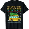 thumbnail image 2 of 100% Cotton Oh what fun it is to ride funny christmas school bus driver T-Shirt, 2 of 5
