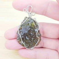Rough Moldavite Pendant, 925 Solid Sterling Silver Wire Wrapped Handmade Designer Pendant, Moldavite Gemstone Pendant