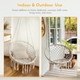 thumbnail image 2 of Garpans Hammock Chair Macrame Swing Chair Handmade Knitted Hanging Cotton Rope Chair for Indoor/Outdoor Home Patio Deck Yard Garden Reading Leisure Beige, 2 of 11