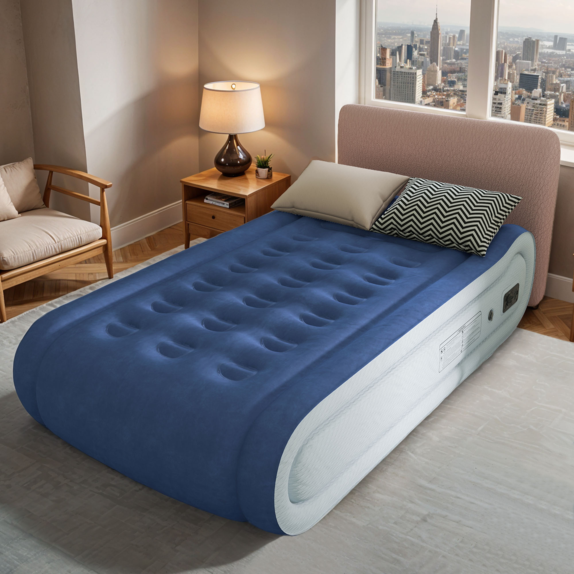 Uforic Twin Air Mattress,Luxurious Velvet Surface, Unsurpassed Body Support, Ergonomic Design with Integrated Pillow, Emergency Repair Kit, and Rapid Inflation/Deflation