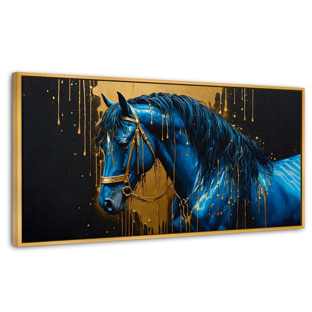 Cuadro Decorativo Canvas Revolution Marco Flotante Elegancia Azul Oro 120x60