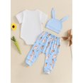 thumbnail image 5 of Qmyliery Baby Boy Easter Outfits Letter Short Sleeve Round Neck Romper with Bunny Pattern Pants and Hat 3 Pcs Set 3 6 12 Months, 5 of 8