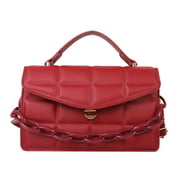 Women Checkerboard Handbag Casual Chain Tote Bag Lady Small Solid Color Handbags