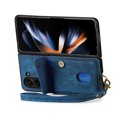 thumbnail image 4 of Nalacover for Samsung Z Fold 5, Slim Case Wallet with Credit Card Holder, Back Flip Premium Leather Magnetic Clasp Kickstand Wirst Hand Strap Shockproof Cover for Samsung Galaxy Z Fold 5, Blue, 4 of 11