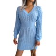thumbnail image 3 of Women Sweater Bodycon Short Dress Ladies Casual Knit Long Sleeve Dresses, 3 of 8