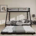 thumbnail image 4 of Harper & Bright Designs Metal Bunk Bed with Twin Trundle, Twin Over Full Bunk Bed Frame with Ladder and Safety Rails for Bedroom, Black, 4 of 13