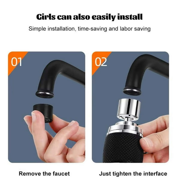 Xihbxyly Filtro de Grifo, Adaptador Giratorio Universal, Tres Modos de Agua para Cocina, Rotación de 360°, Fácil Instalación para Baño, Construcción Duradera de Latón Abs.