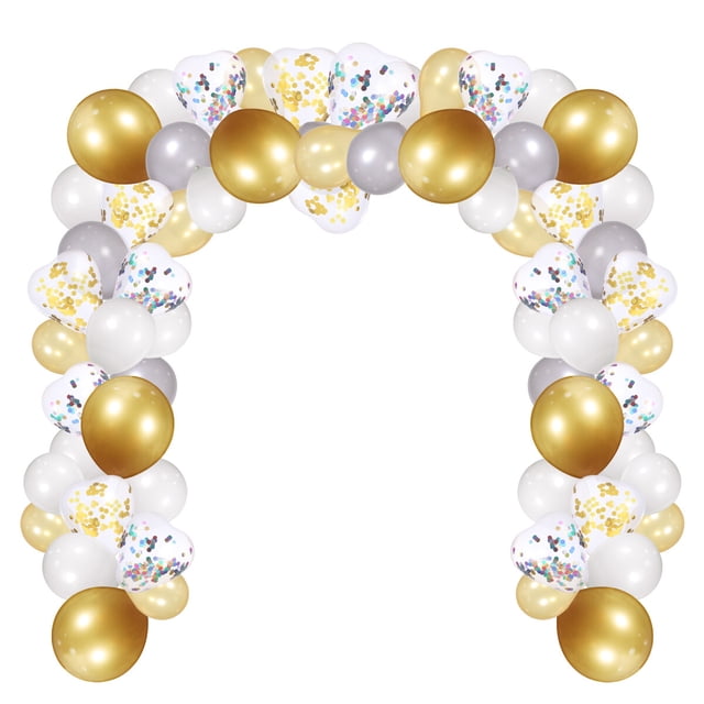 Partykindom Balloon Garland Kit Decorating Strip Set Include 1 Roll Balloon Tape Strips 1 Roll Balloon Glue 1pc Inflator 1 Roll Ribbon 100pcs Balloons for Birthday Wedding Party Decorations