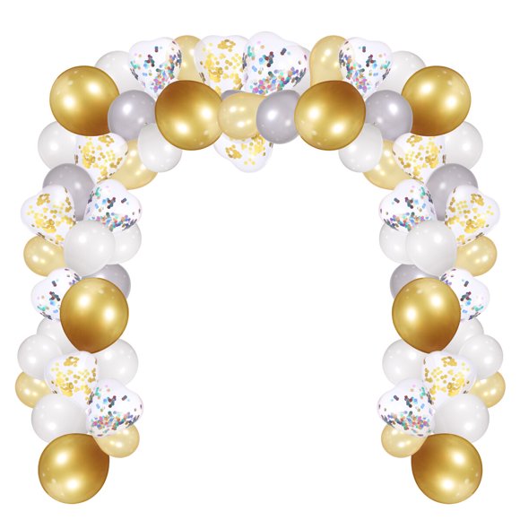 Partykindom Balloon Garland Kit Decorating Strip Set Include 1 Roll Balloon Tape Strips 1 Roll Balloon Glue 1pc Inflator 1 Roll Ribbon 100pcs Balloons for Birthday Wedding Party Decorations